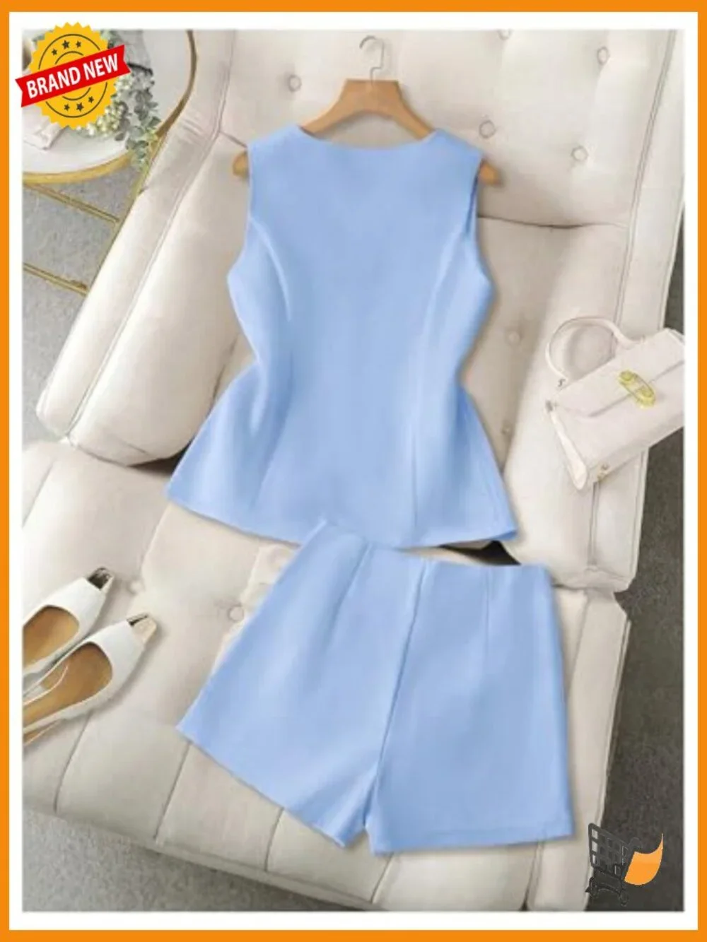 Women's Sleeveless Lace Up Matching Set Vest and Skort Shorts Summer Outfit